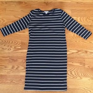 Maternity striped navy and white dress